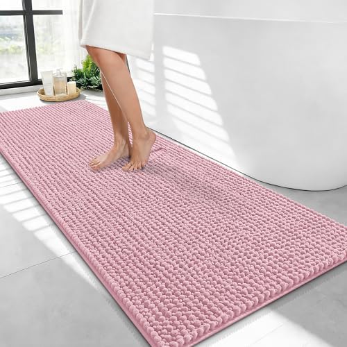 OLANLY Thick Chenille Bathroom Runner Rugs Mats 47x24, Dusty Rose by OLANLY