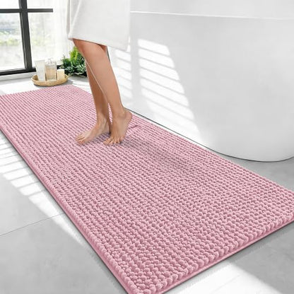 OLANLY Thick Chenille Bathroom Runner Rugs Mats 47x24, Dusty Rose by OLANLY