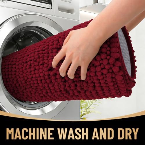 OLANLY Thick Chenille Absorbent Bathroom Rugs Mat 34x21 - Image 4