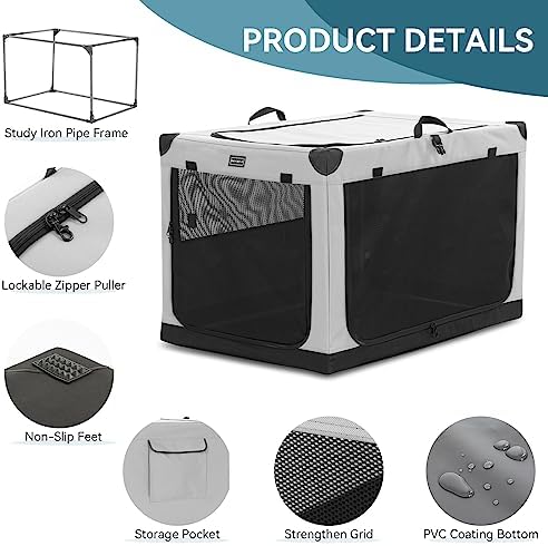 PETSFIT 40" Soft Portable Dog Crate – Patented Spiral Sturdy Frame, Collapsible - Image 5