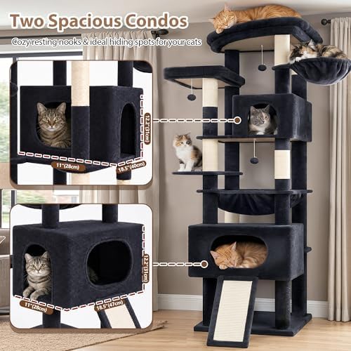 Gitelsnour Cat Tree, 78.7'' Cat Tower, 2 Big Condos - Image 4