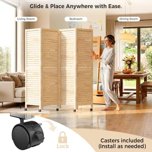 Amsleekey 4 Panel Wood Room Divider - Image 5