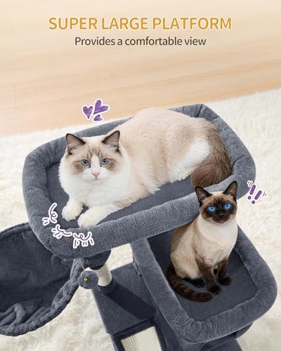 Hzuaneri Tall Cat Tree 75 Inch, Indoor Large Multi-Level Cat Tower - Image 2
