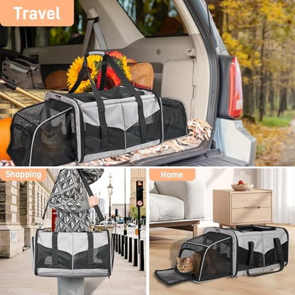 Large Cat Carrier for 2 Cats, Expandable - Image 3