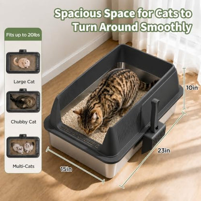 Gimars 2 Pack XL Stainless Steel Cat Litter Box - Image 2