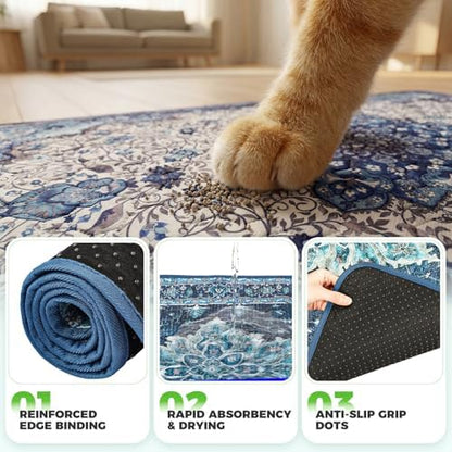 Hompet Cat Litter Mat 2 Pack, 54x54 Large Machine Washable Trapping Mats - Image 5
