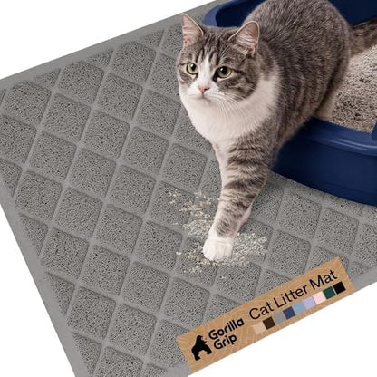GORILLA GRIP Cat Litter Box Mat, Coiled Mesh Trapping Mats, 24x17 Gray by GorillaGrip
