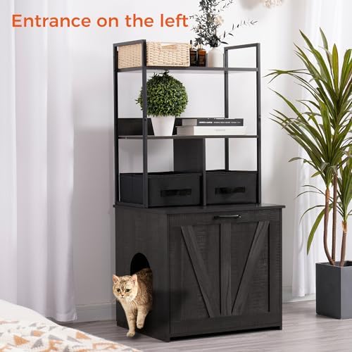 DWANTON Cat Litter Box Enclosure, 2 Storage Shelves and 2 Drawers - Image 3