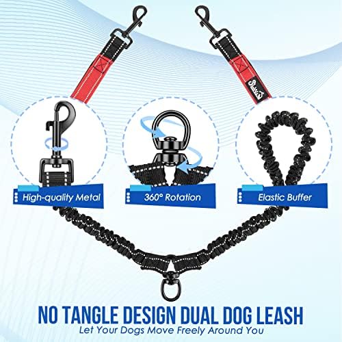 Lukovee Double Dog Leash, Reflective Heavy Duty Lead, No Tangle - Image 4