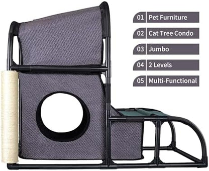Goetland Modern Cat Condo Cat House Cat Tree Pet Furniture Large Cat Tower Bed - Image 5