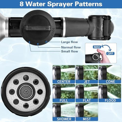 Garden Hose Nozzle, High Pressure Hose Spray Nozzle 8 Way Spray Pattern - Image 5