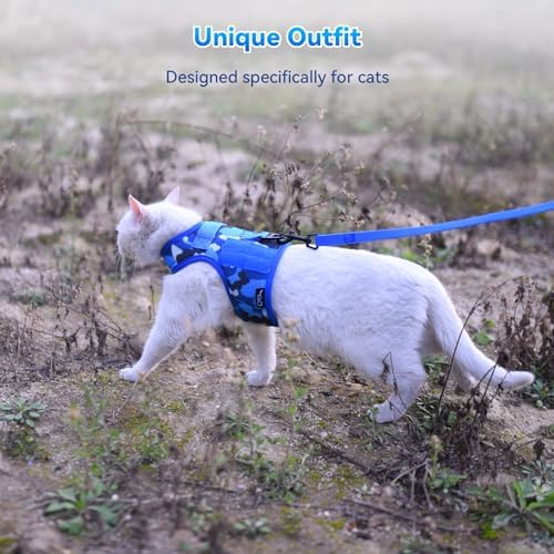 Cat Harness and Leash Set for Walking Escape Proof, Ocean Camo - Image 5