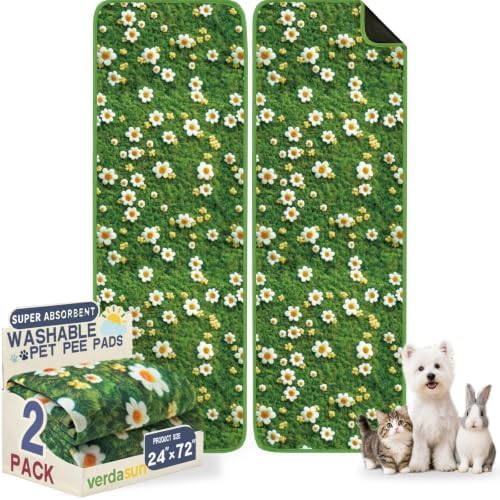 Washable Pee Pads for Dogs 24"x72" 2 Pack Reusable Puppy Potty Pad by Verdasun