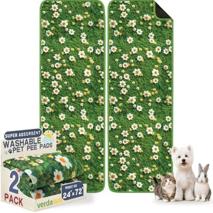 Washable Pee Pads for Dogs 24"x72" 2 Pack Reusable Puppy Potty Pad by Verdasun