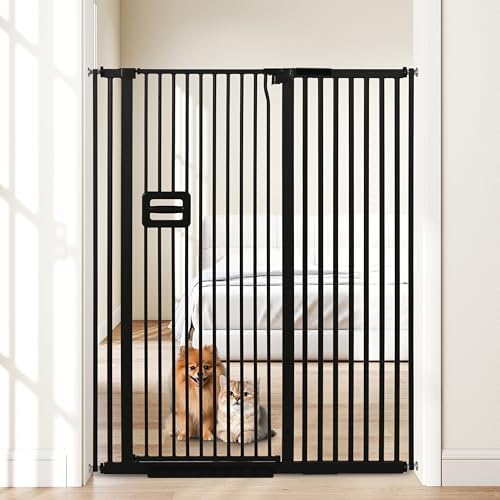 55'' Extra Tall Cat Gate, 42.9"-46.9" Wide Auto Close Tall Pet Gate by HIDOG