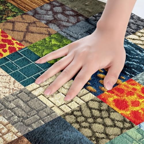 Manfei Video Game Bath Rug, Pixelated Themed Game Shaggy Absorbent Non Slip - Image 2
