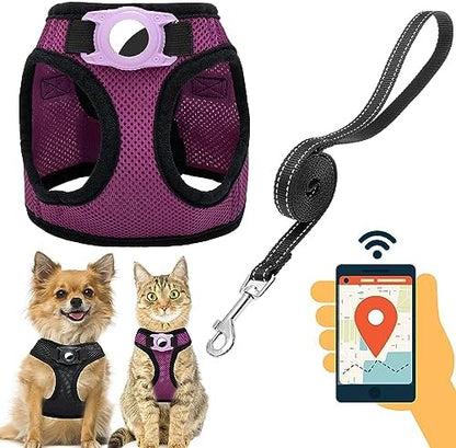 Dog Harness with AirTag Holder & 5 ft Leash Set by JVVGPET