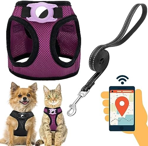 Dog Harness with AirTag Holder & 5 ft Leash Set by JVVGPET