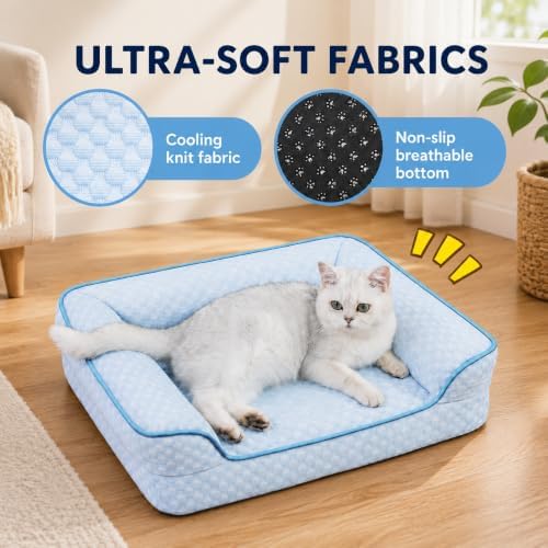 Cooling Cat Bed with Thick Egg-Crate Foam Support, Non-Toxic Cooling Sofa - Image 6
