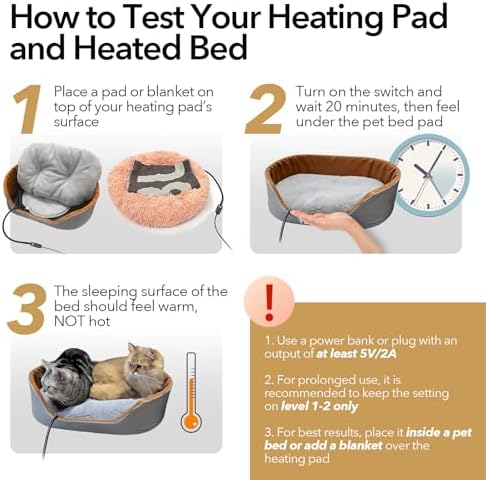 USB Pet Heating Pad – Turns Any Pet Bed Heated, 5V/2A Required, 5-Temp & Timer - Image 2