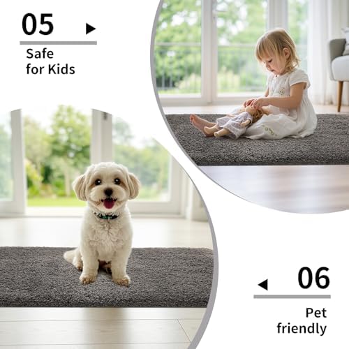 Disolla Dark Grey Bathroom Rugs 20x32, Non-Slip Plush Thick Bath Mat - Image 6