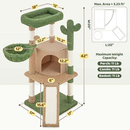 Yaheetech 42in Brown Cactus Cat Tree Tower - Image 3