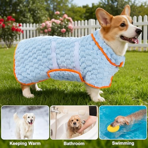 Glittme Dog Bathrobe, Super Absorbent Fleece Drying Robe - Image 6