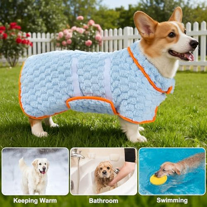 Glittme Dog Bathrobe, Super Absorbent Fleece Drying Robe - Image 6