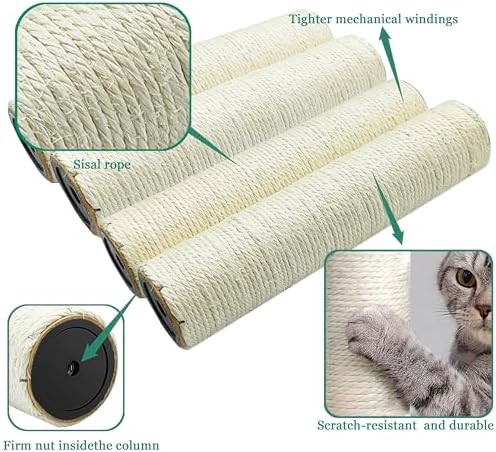 4PCS Cat Scratching Post Replacement, 11.8in M8 Cat Tree Replacement Pole - Image 4