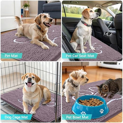 OLANLY Dog Door Mat for Muddy Paws 30x20, Paw Print Design Chenille Mud Mat - Image 7