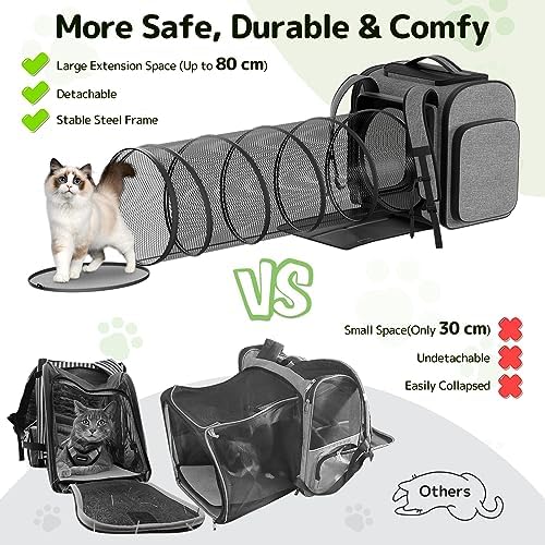 Pawtners Cat Backpack with Play Tunnel, Design - Image 3