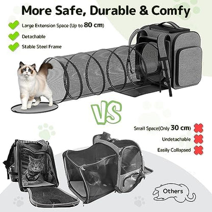 Pawtners Cat Backpack with Play Tunnel, Design - Image 3