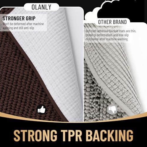OLANLY Thick Chenille Bathroom Runner Rugs 44x24, Absorbent Bath Mat - Image 5