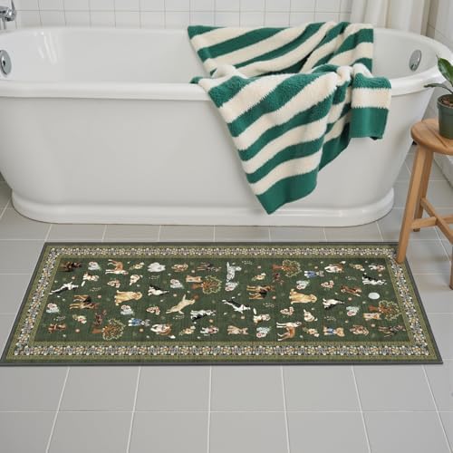 Dark Green Hallway Runner Rug 2x4 - Image 3