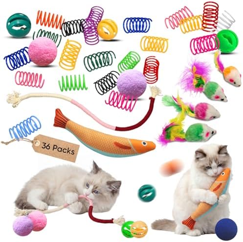 Cat Toys for Indoor Cats, 36 Pack Interactive Cat Toy Set by YULOYI