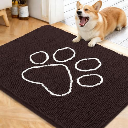 OLANLY Dog Door Mat for Muddy Paws 40x32, Paw Print Design Chenille Mud Mat by OLANLY