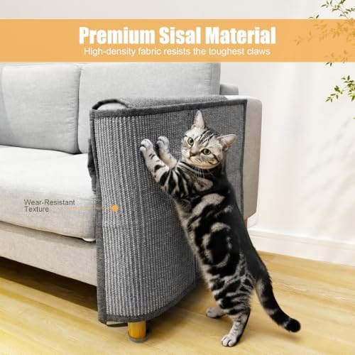 Sisal Couch Protector w/Storage Pocket, All Gray Right‑Side - Image 3