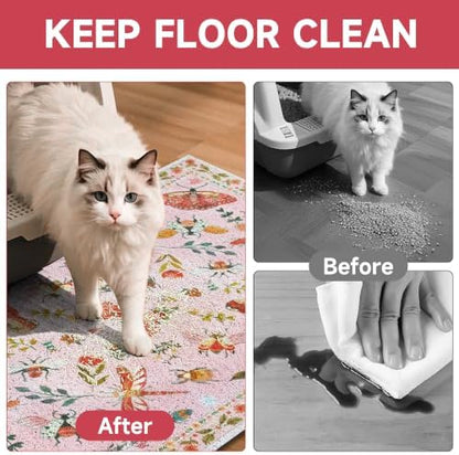 Cat Litter Mat, Traps 100% Cat Litter, Non-Slip Litter Box Trapping Mat - Image 3