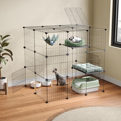 Oneluck 3-Tier Cat Cages Indoor Enclosure DIY Cat Playpen Catio Detachable by Oneluck