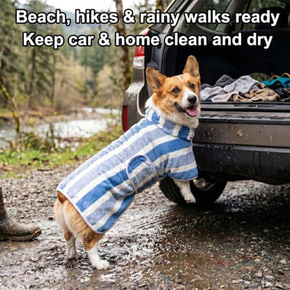 Fast‑Drying Dog Bathrobe, Absorbent Striped Pet Towel - Image 7