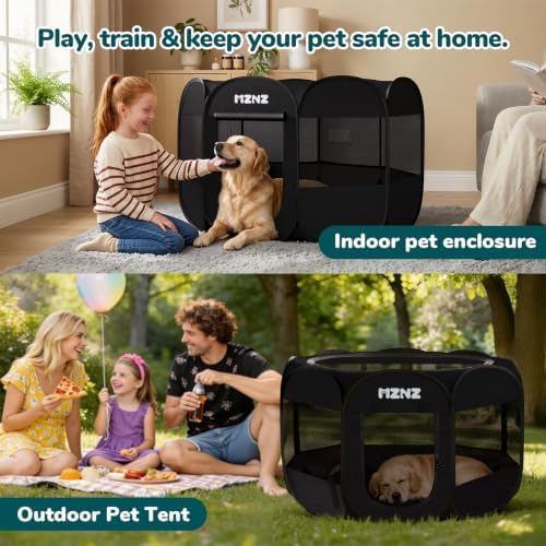 Dog Cat Small Animal Puppy Playpen Crate, Whole Black - Image 5