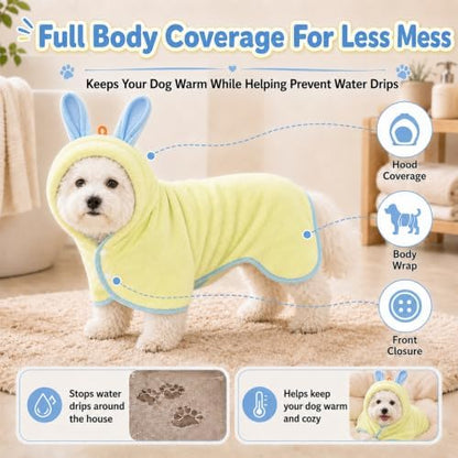 Dog Bathrobe Towel, Soft Hooded Dog Drying Wrap - Image 5