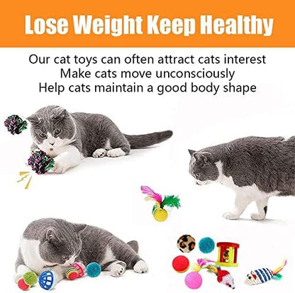 21 Pcs Cat Toys for Indoor Cats Collapsible Cat Tunnel Interactive Feather - Image 6