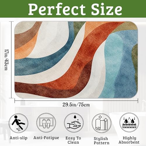 Colorful Waves Bathroom Rugs Mat Non Slip Washable Quick Dry Absorbent Thin - Image 2