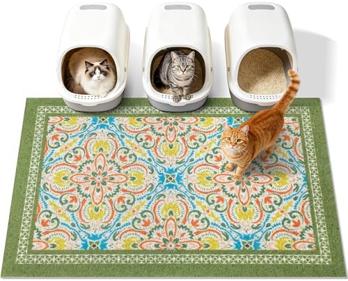 Cat Litter Mat, Waterproof & Non-Slip Backing, Litter Box Catcher, Soft on by Yigerlee