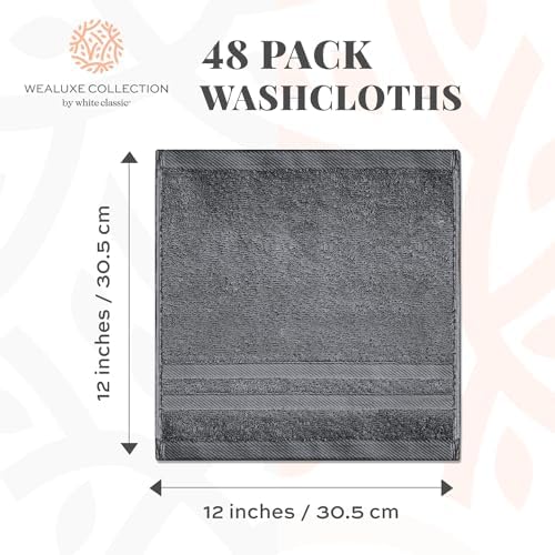 White Classic Wealuxe Dark Gray Washcloths 48 Pack - Image 4
