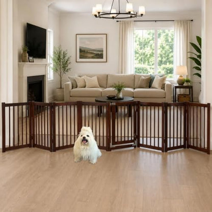 Extra Wide 8-Panel Freestanding Indoor Pet Gate by Unknown