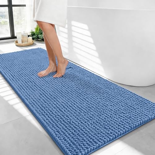 OLANLY Thick Chenille Bathroom Runner Rugs Mats 44x24, Cornflower Blue by OLANLY