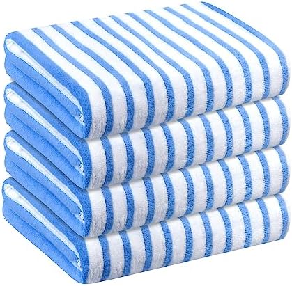 JML Microfiber Beach Towels, 4 Pack, Cabana Stripe Blue by JML