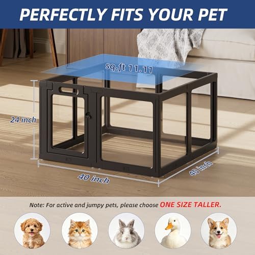 Clear Acrylic Dog Playpen Indoor Pet Pen, 8 Panels - Image 5